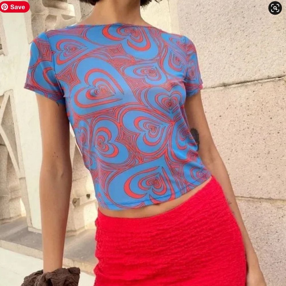 Lisa Says Gah Alex Mesh Tee - Wild Hearts Blue / XS